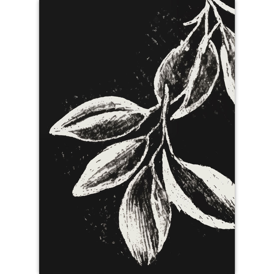 Monochrome Leaves Poster