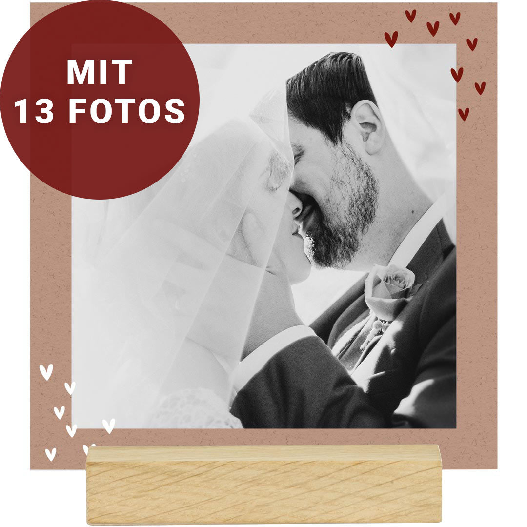 fotoaufsteller fotohalter holzfuß hearts