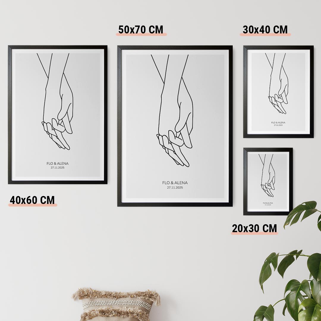 line art hands poster love