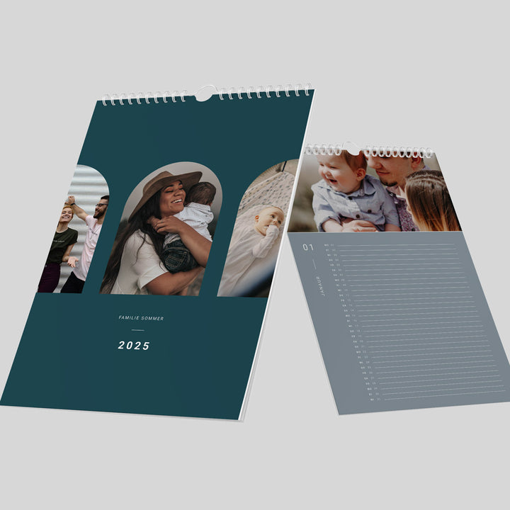 wandkalender fotokalender familienplaner blau 2025