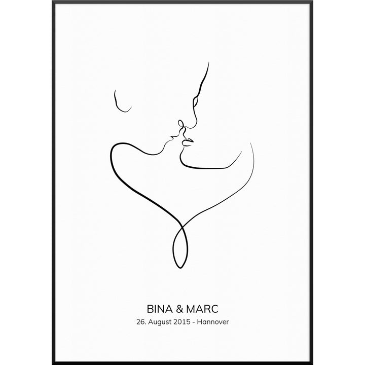 myfamposter hochzeitsposter line art kiss