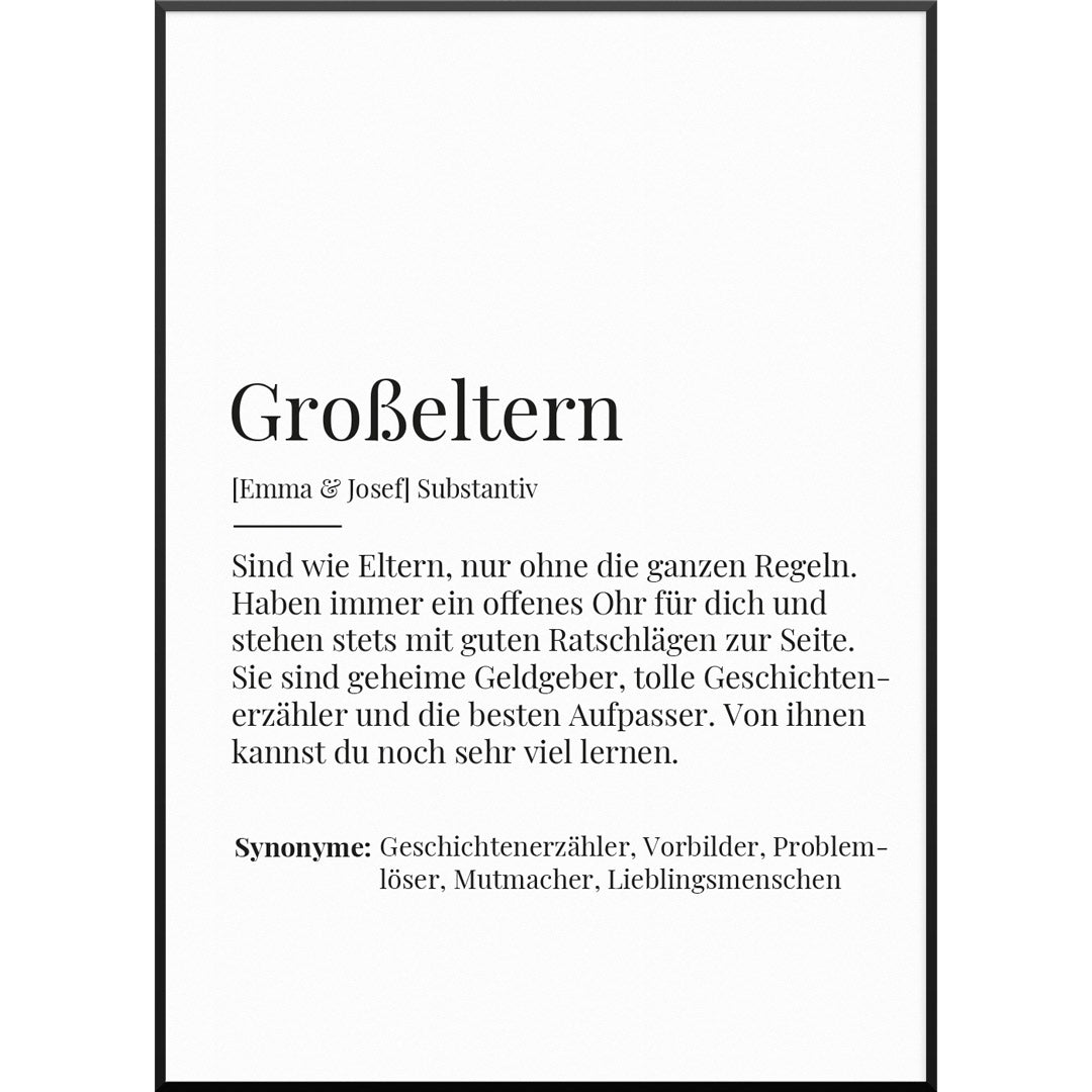 definition großeltern poster geschenk oma opa