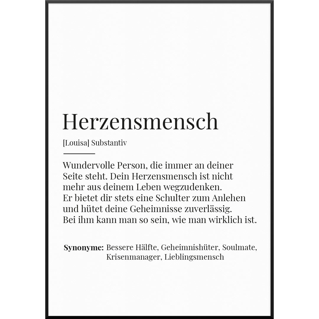 definition herzensmensch poster geschenkidee