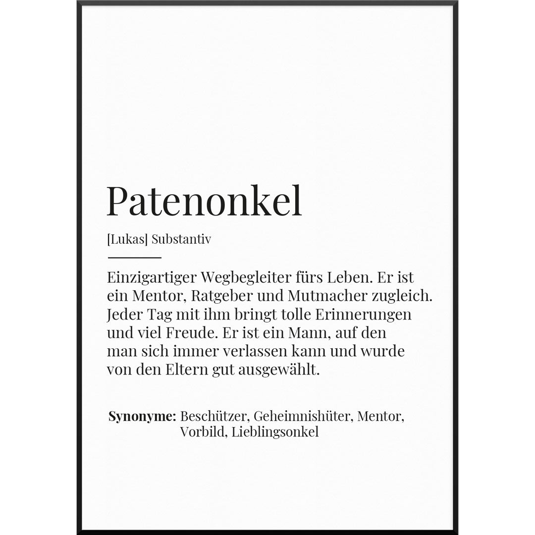 definition patenonkel poster geschenk