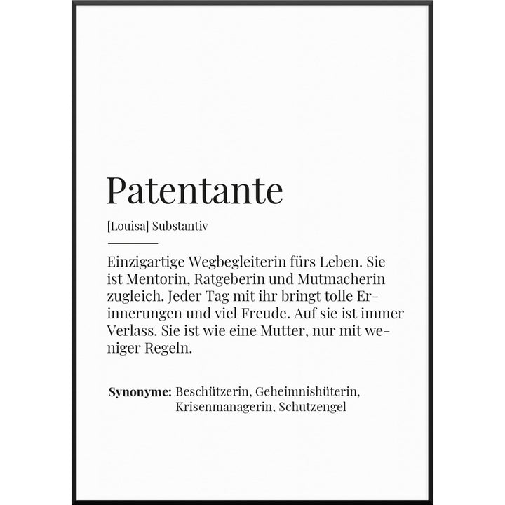 patentante definition bild geschenk