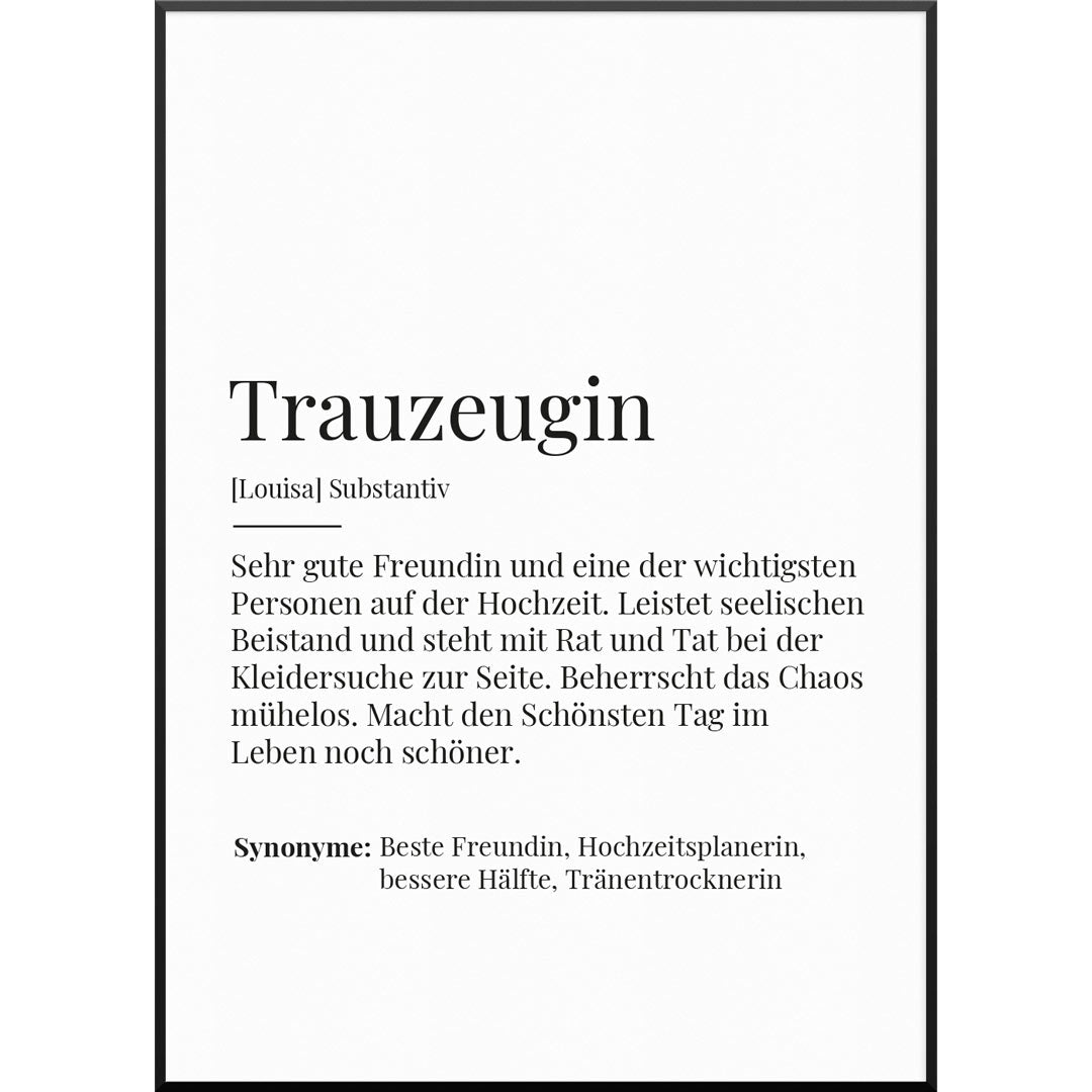 geschenk für trauzeugin definition poster