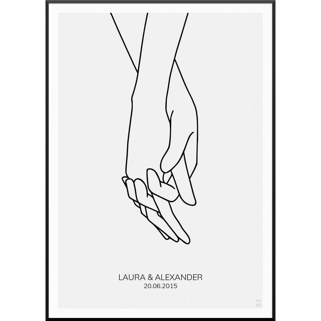 myfamposter line art haende hochzeitsposter